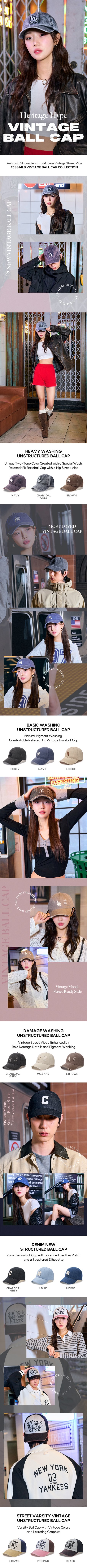 キャップ MLB Korea Varsity Lettering Pigment Unstructured Ball Cap NY VARSITY CURSIVE UNSTRUCTURED BALL CAP NEW YORK YANKEES